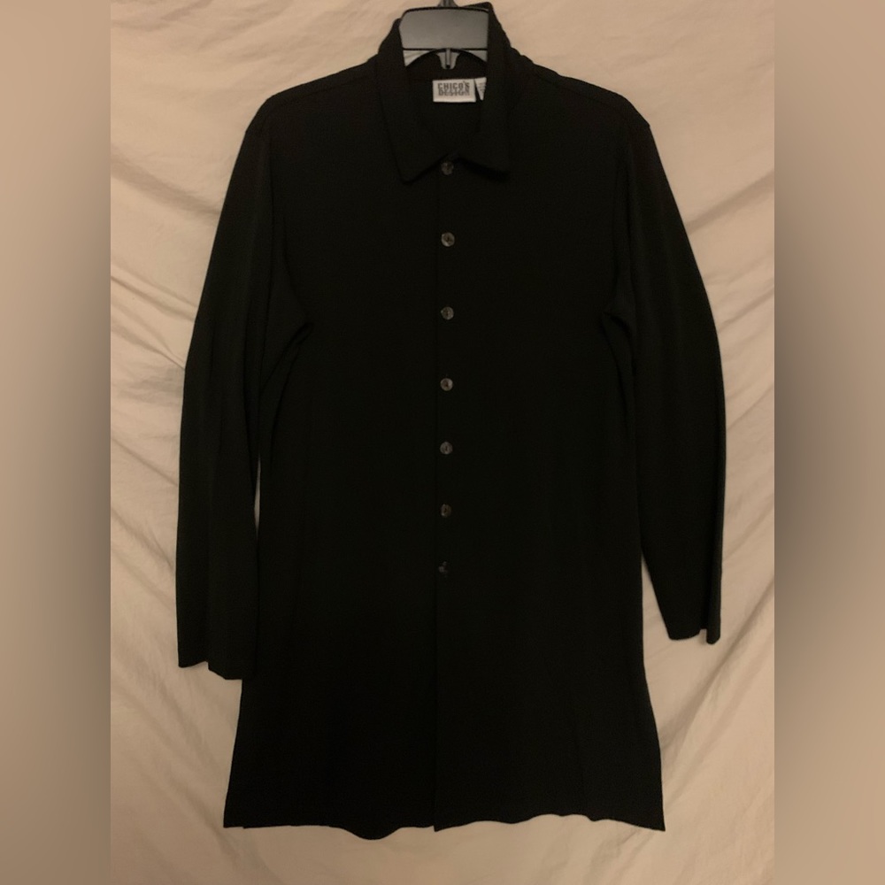 ✨⚡️💥 Chico ‘s dress button closure down front black long sleeves - Picture 1 of 9